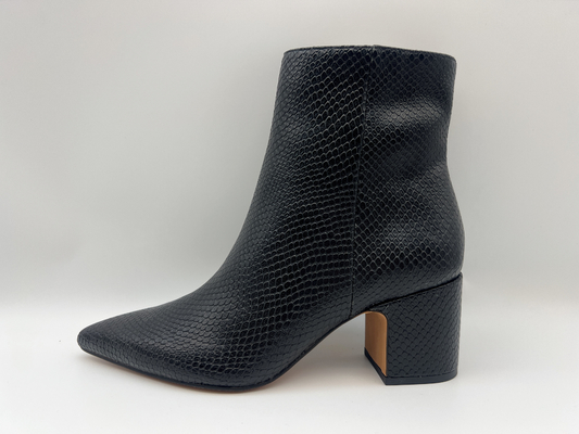 Sepatu bot gaun musim dingin tahan air wanita dengan kulit nappa liz lembut desain kulit ular di bagian atas dengan ritsleting YKK di dalam