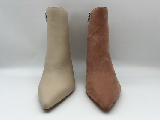 sepatu bot kaki runcing wanita dengan ritsleting logam YKK sepatu bot kulit asli nappa lembut