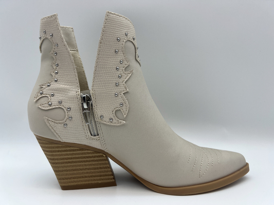ODM Womens Leather Dress Shoes Small Studs Self Natural Stack Dengan Abs Heel