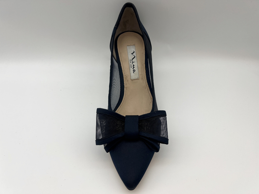 SGS Womens Kulit Sepatu Bernapas Hitam Menunjuk Toe Heels Tertutup Dengan Mesh Butterfly
