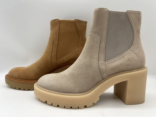 Kepala bulat Salah satu bagian dari TPR outsole, kulit sapi suede lembut, Sepatu Bot Wanita, Tidak ada desain elastis ritsleting