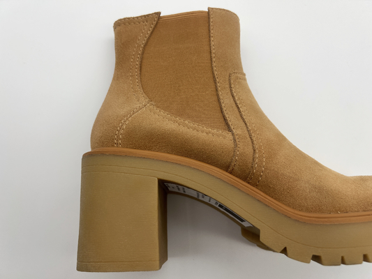 Kepala bulat Salah satu bagian dari TPR outsole, kulit sapi suede lembut, Sepatu Bot Wanita, Tidak ada desain elastis ritsleting