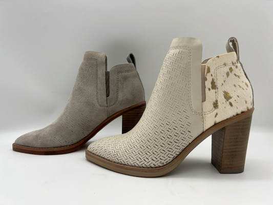 Abs heel dengan TPR outsole, kulit suede retak lembut dan kulit rambut metalik Womens Dress ankle Boots