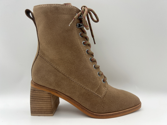 Womens lace up high heel ankle boots kulit sapi suede lembut dengan lapisan termal mewah sepatu bot musim dingin wanita tahan air