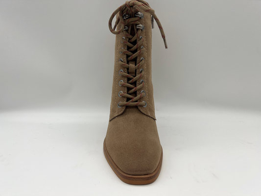 Womens lace up high heel ankle boots kulit sapi suede lembut dengan lapisan termal mewah sepatu bot musim dingin wanita tahan air
