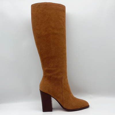 Sepatu Bot Kulit Wanita Asli High Ankle Boots Square Toe ROHS Disetujui