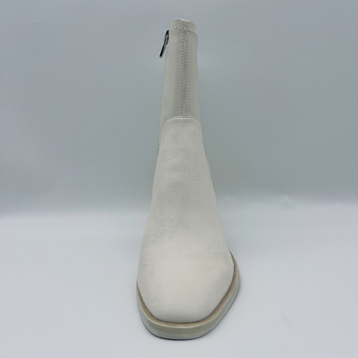 Jahitan Lembut Wanita Round Toe Leather Ankle Boots Putih Nyaman