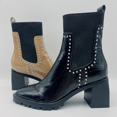 Sepatu Bot Kulit Wanita Tahan Lama Gaun Hitam Kustom Sepatu Bot Semata Kaki Tan