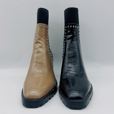 Sepatu Bot Kulit Wanita Tahan Lama Gaun Hitam Kustom Sepatu Bot Semata Kaki Tan