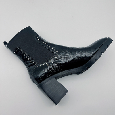 Sepatu Bot Kulit Wanita Tahan Lama Gaun Hitam Kustom Sepatu Bot Semata Kaki Tan