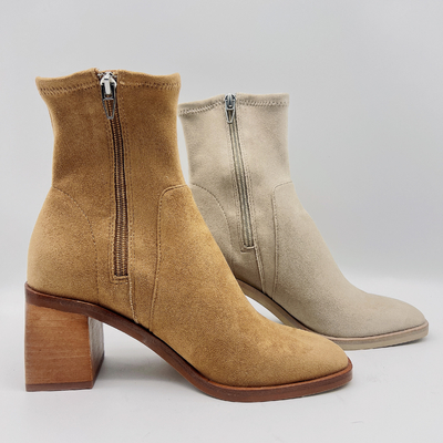 Sepatu Bot Wanita Nyaman / Sepatu Bot Kantor Tan Suede Wanita