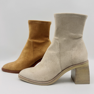 Sepatu Bot Wanita Nyaman / Sepatu Bot Kantor Tan Suede Wanita