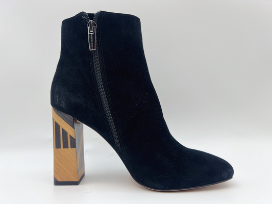 Sepatu Bot Kulit Wanita Hak Tinggi Hitam Dengan Ritsleting Nilon