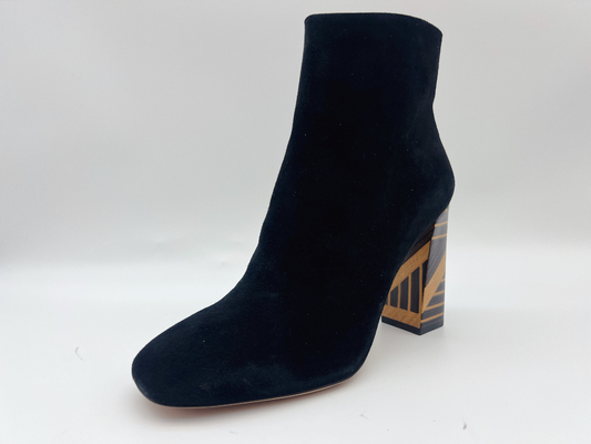 Sepatu Bot Kulit Wanita Hak Tinggi Hitam Dengan Ritsleting Nilon