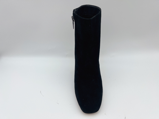 Sepatu Bot Kulit Wanita Hak Tinggi Hitam Dengan Ritsleting Nilon