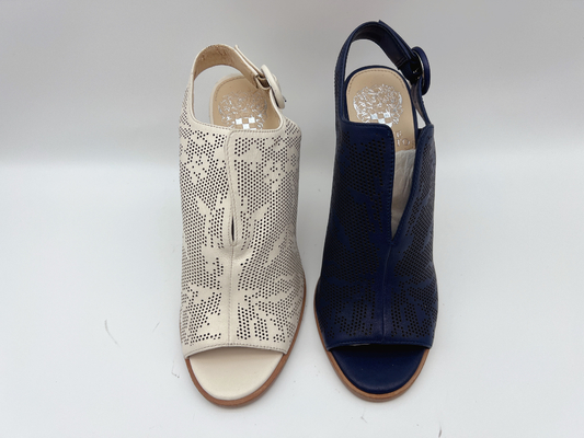 Sandal Kulit Asli Wanita Navy / Tulang Open Toe Sandal Hak Tinggi