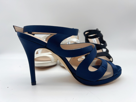 Open Toe Stiletto Tali Elastis Sandal Tumit Tinggi Kulit Nappa Lembut / Mesh Lembut Yang Sesuai