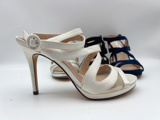 Open Toe Stiletto Tali Elastis Sandal Tumit Tinggi Kulit Nappa Lembut / Mesh Lembut Yang Sesuai