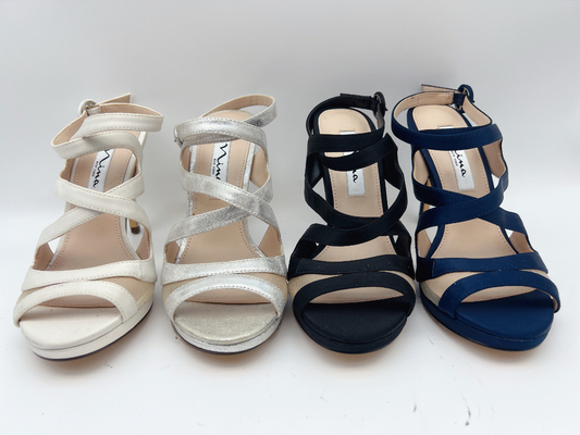 Open Toe Stiletto Tali Elastis Sandal Tumit Tinggi Kulit Nappa Lembut / Mesh Lembut Yang Sesuai