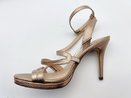 Bungkus Elastis Wanita Sandal Kulit Lembut Perak Gelap Dengan Stiletto 5cm