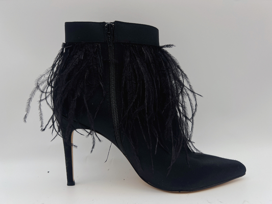 Sepatu Bot Kulit Asli Wanita Kulit Hitam, Sepatu Bot Stiletto Tumit Ujung Runcing