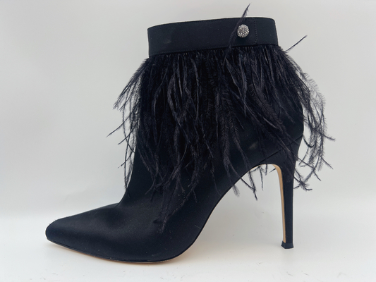 Sepatu Bot Kulit Asli Wanita Kulit Hitam, Sepatu Bot Stiletto Tumit Ujung Runcing