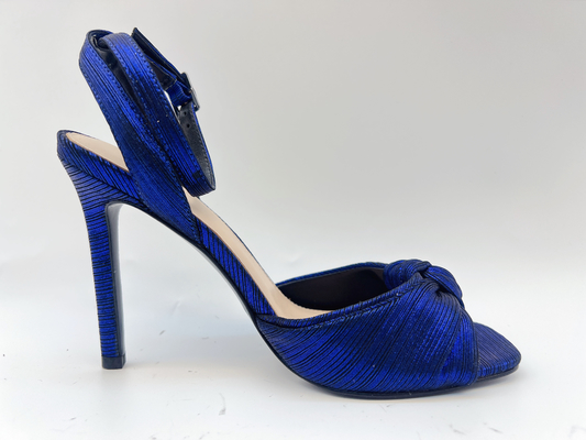 Woven Upper Wanita Sandal Kulit Lembut Elegan Ungu Stiletto Sandal Tumit Kaki Terbuka