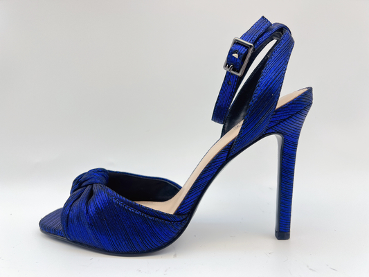 Woven Upper Wanita Sandal Kulit Lembut Elegan Ungu Stiletto Sandal Tumit Kaki Terbuka