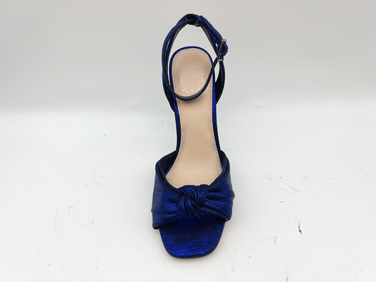Woven Upper Wanita Sandal Kulit Lembut Elegan Ungu Stiletto Sandal Tumit Kaki Terbuka