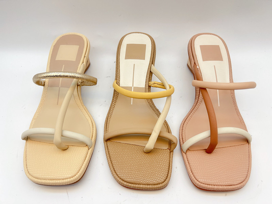 Sandal Musim Panas Wanita Satu Tali Emas / Beige Lembut Sandal Nyaman