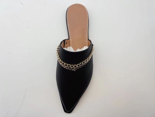 SGS Womens Black Flat Casual Shoes, One Piece Black Closed Toe Sandal