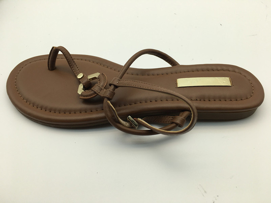 Sandal Wanita Lembut Coklat Thong Nyaman Sepatu Datar Kulit Asli