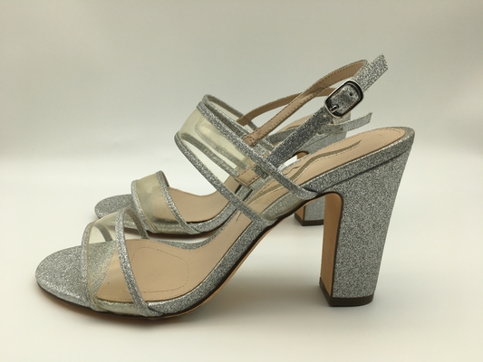 Sandal Kulit Lembut Wanita Kustom, Sandal Bertumit Tali Tunggal Perak