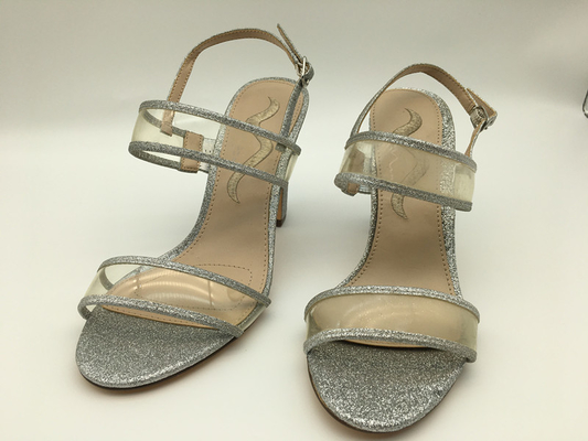 Sandal Kulit Lembut Wanita Kustom, Sandal Bertumit Tali Tunggal Perak