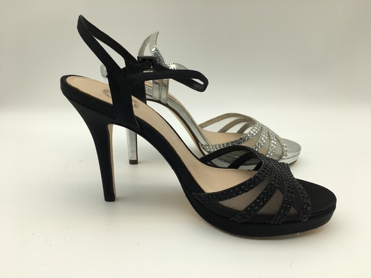 Stiletto Wanita Sandal Kulit Lembut Ujung Terbuka 5cm Sandal Perak Tumit Tinggi