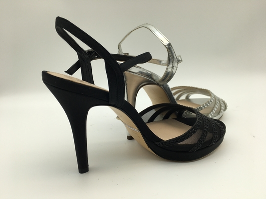 Stiletto Wanita Sandal Kulit Lembut Ujung Terbuka 5cm Sandal Perak Tumit Tinggi