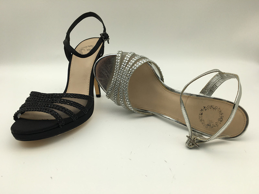 Stiletto Wanita Sandal Kulit Lembut Ujung Terbuka 5cm Sandal Perak Tumit Tinggi
