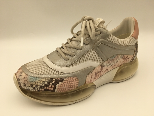 Sepatu Cetak Wanita Pink Python, Sepatu Tenis Kulit Nyaman