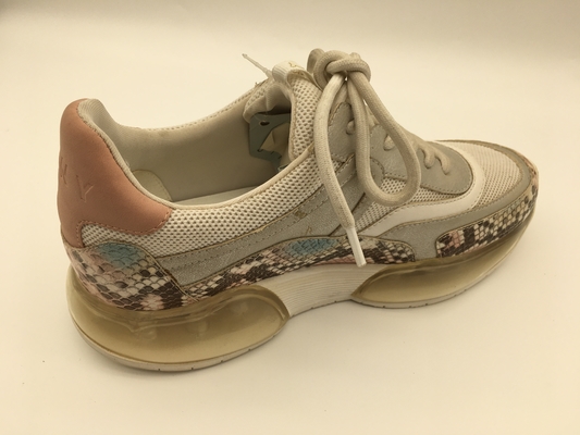 Sepatu Cetak Wanita Pink Python, Sepatu Tenis Kulit Nyaman