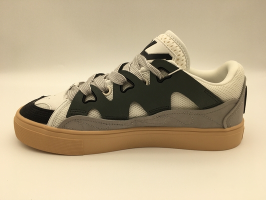 Sepatu Kulit Asli Grey Womens ODM OEM Ladies Flat Slip On Shoes