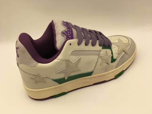 Sepatu Tenis Atas Kulit Sapi Lembut Beige Non Slip ROHS Disetujui