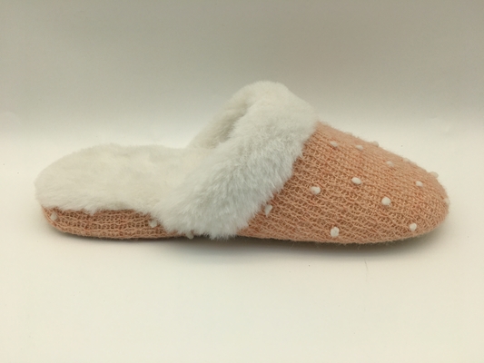 Sandal Wanita Musim Dingin Lembut Fleece Closed Toe Flat Shoes Dengan Soft Knit / Fleece Upper