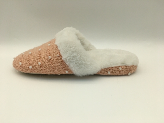 Sandal Wanita Musim Dingin Lembut Fleece Closed Toe Flat Shoes Dengan Soft Knit / Fleece Upper