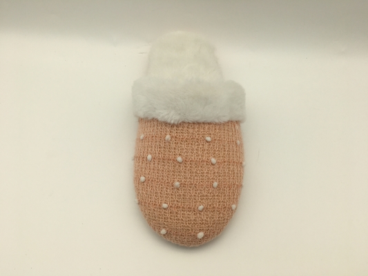 Sandal Wanita Musim Dingin Lembut Fleece Closed Toe Flat Shoes Dengan Soft Knit / Fleece Upper