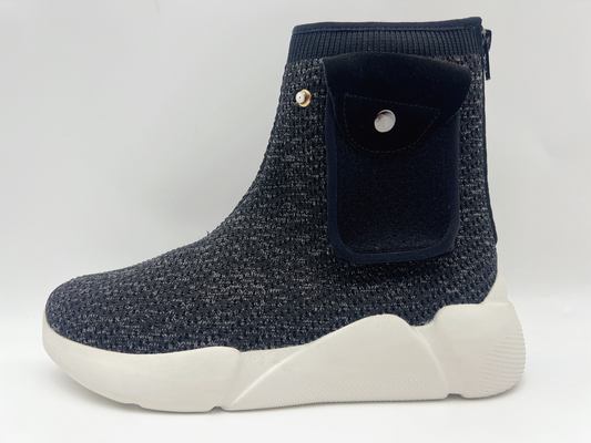 Sepatu Kerja Wanita Tahan Slip Hitam Campuran Navy Nyaman