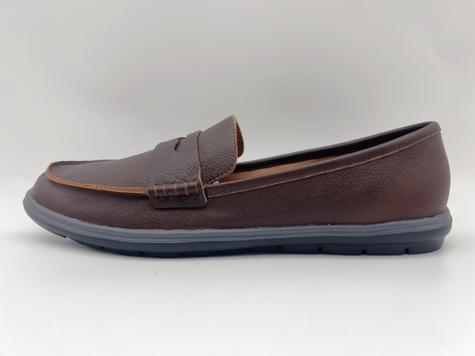 Sepatu Kerja Nyaman Tahan Slip Sepatu Kulit Lembut Dua Warna Wanita Sepatu Kulit Datar