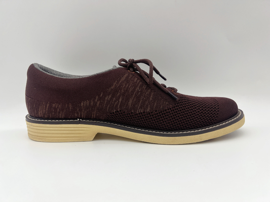 Sepatu Kerja Bertali Kulit Lembut Dua Warna Wanita Coklat Dengan Outsole Karet Satu Unit
