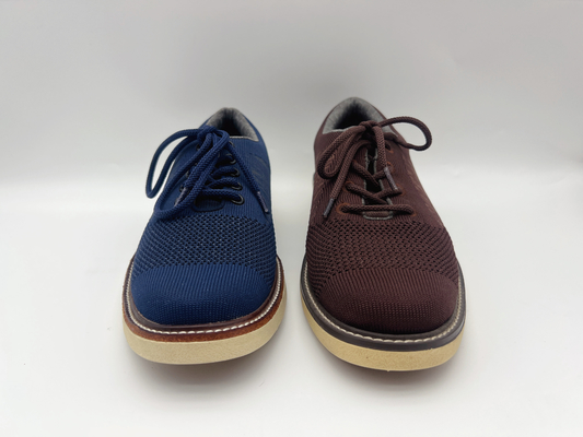 Sepatu Kerja Bertali Kulit Lembut Dua Warna Wanita Coklat Dengan Outsole Karet Satu Unit