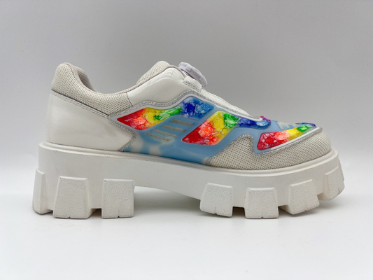 Sepatu Santai Putih Trendi Non slip Sepatu Kasual Platform Wanita Dengan Penyimpanan Tali Sepatu