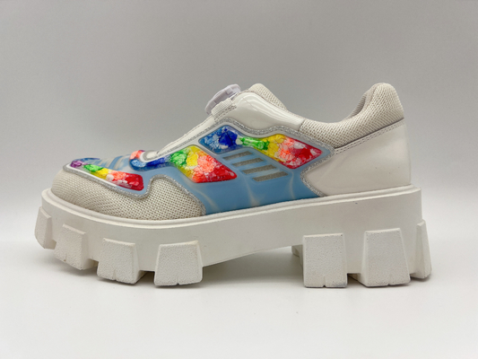 Sepatu Santai Putih Trendi Non slip Sepatu Kasual Platform Wanita Dengan Penyimpanan Tali Sepatu
